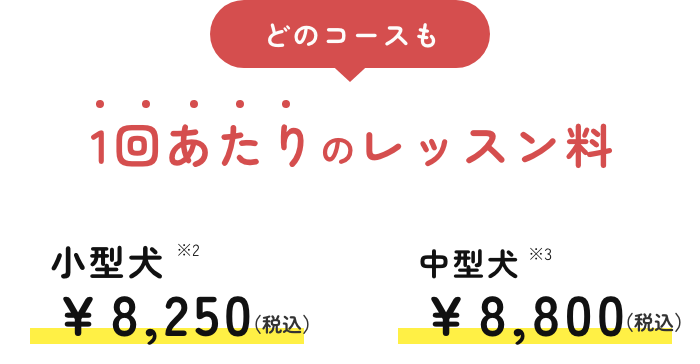 どのコースも1回あたりのレッスン料